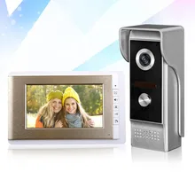 7inch TFT-LCD video door phone golden indoor monitor screen with metal IR COMS outdoor camera for intercom system fast shipping