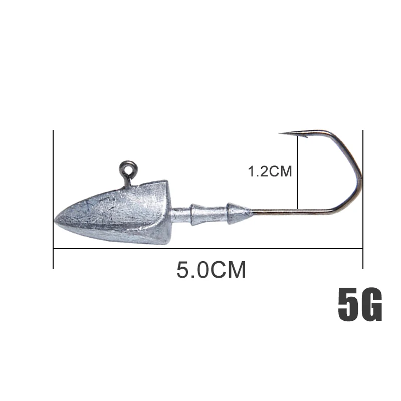 1 шт. Мягкая приманка крючок свинцовый джигхед рыболовные крючки Свинцовые джиг приманка Твердая Приманка Мягкая приманка в виде червей рыболовные снасти аксессуары(серебро - Цвет: 5g