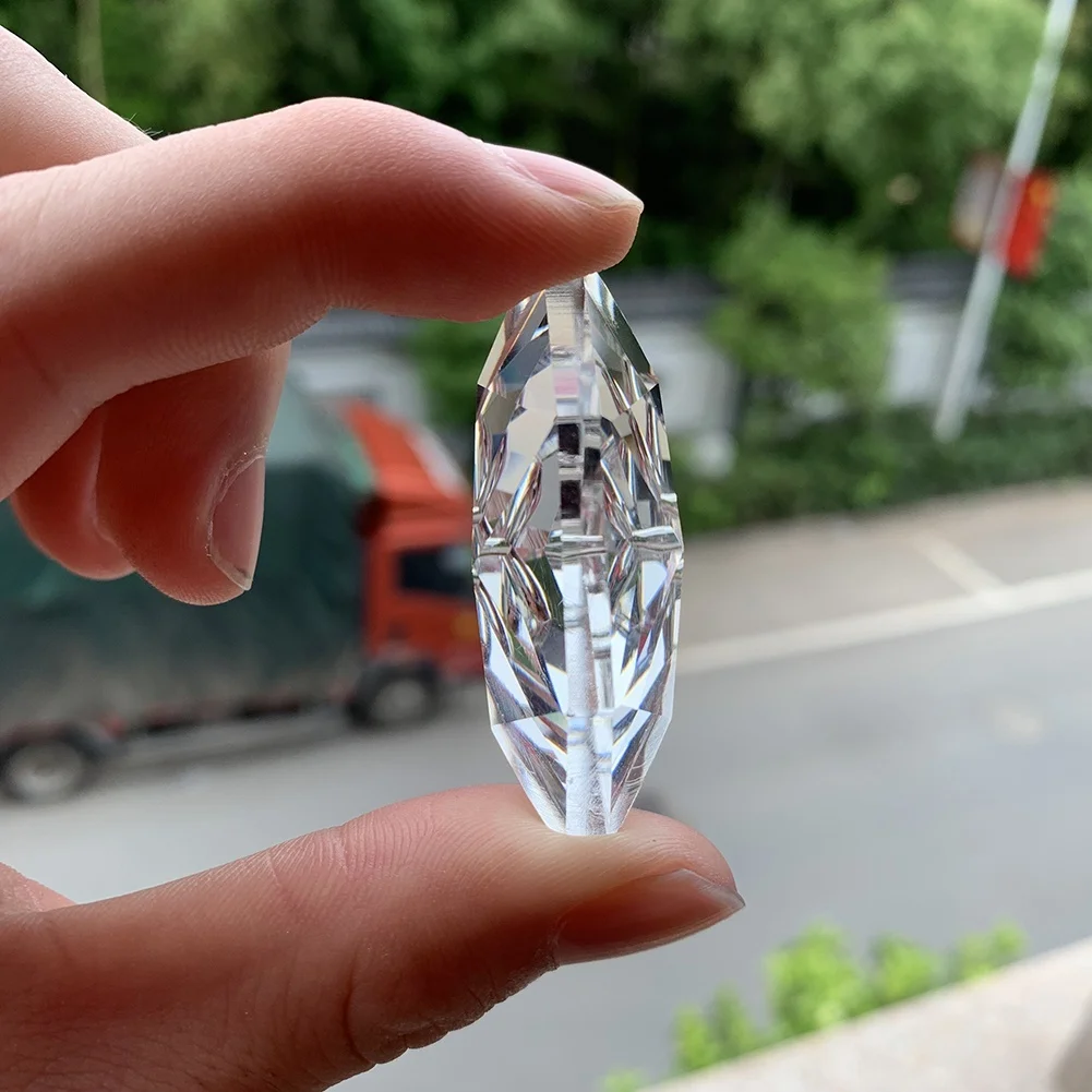 48MM Clear Faceted Glass Diamond Shaped Pendant Crystal Chandelier Prism Lamp Part Hanging Suncatcher