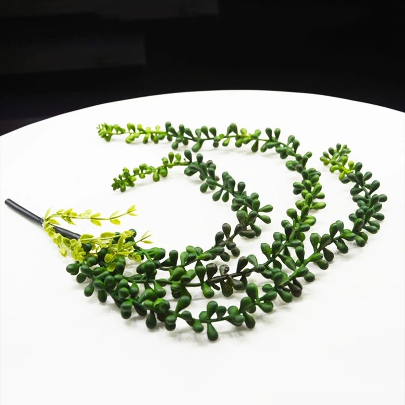 Искусственный суккуленты жемчуг мясистый зеленый цветок лозы подвесной ротанговый настенный искусственный цветок любовник слезы суккулент растения - Цвет: Зеленый