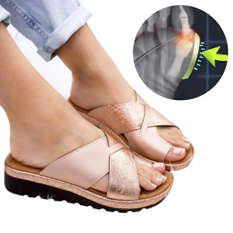 

1 Pair Wedge Orthotic Outdoor Women Slipper Hollow Summer Artificial PU Indoor girls Sandals