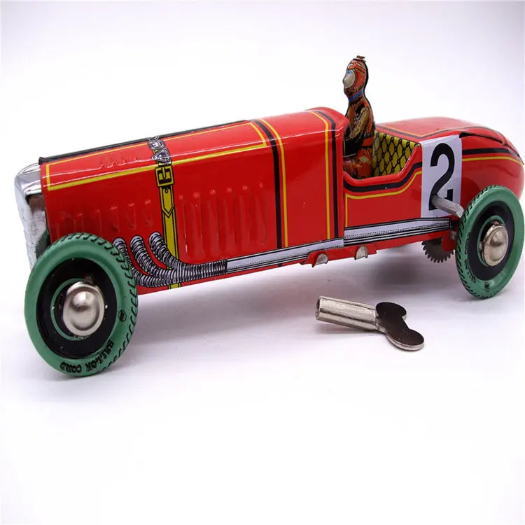 [TOP] коллекция для взрослых Ретро заводная игрушка металлическая Оловянная красная спортивная машина F1 гоночная механическая игрушка заводные игрушечные фигурки детский подарок