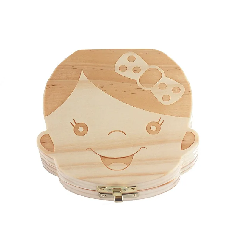 Free-Shipping-Baby-Tooth-Organizer-Lanugo-Hair-Save-Box-English-and-Spanish-Text-Pine-Wood-Kids