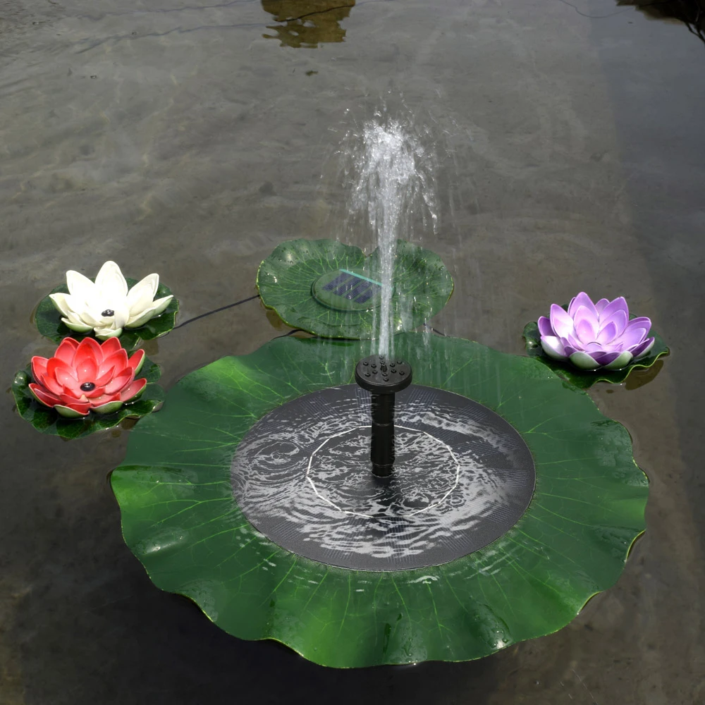 

Solar-power Lotus Leaf Fountain Floating Brushless Decoration Pump Kit with Monocrystalline Solar Panel for Bird Bath Pond