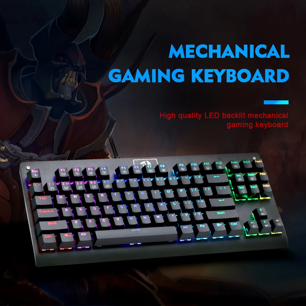 REDRAGON K568RGB игровая клавиатура, USB Проводная Механическая клавиатура, 87 клавиш, 8 режимов подсветки с брелоком, съемник для ПК, компьютера, геймера