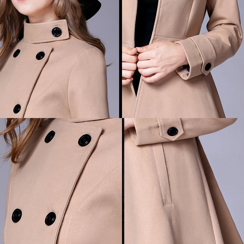 Laine Travail Hiver De Office Rouge Femmes Noir Manteau Noël Bleu Costume Longues Lady Blazer kaki Manches Casual marine Formelle rouge Mélanges Automne Partie pX8qq