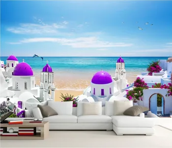 

Custom photo 3d wallpaper Non-woven mural European beach sea castle room painting 3d wall murals wallpaper for walls 3 d