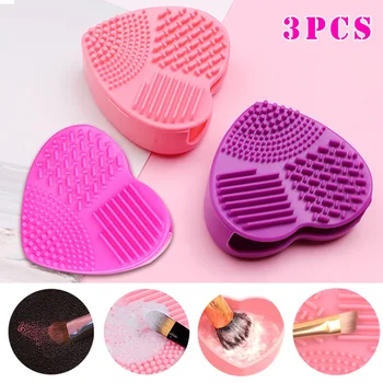 

High Quality 3 Pcs Silicone Makeup Brush Cleaner Pad Washing Scrubber Board Cleaning Mat Hand Tools