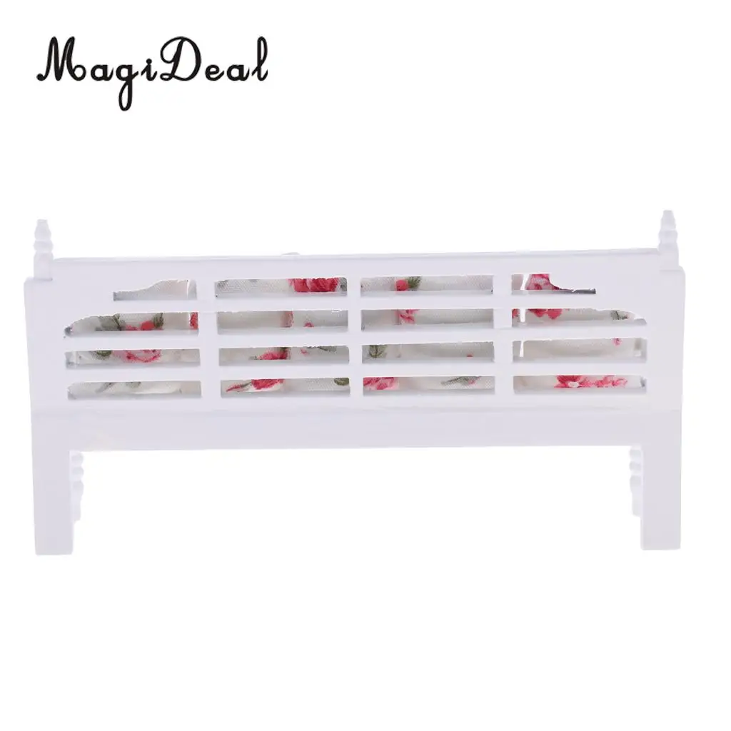 1/12 Dollhouse Miniature Furniture Living Room Long Chair Roses Cushions Set for Dolls Accessory Decoration Pretend Play Toy