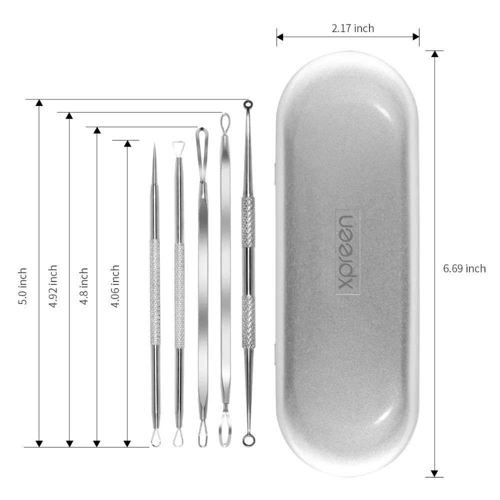 Xpreen 5 шт. удаление акне из нержавеющей стали инструмент для удаления уход за кожей лица угрей инструмент для удаления прыщей Комедон экстракт Энс иглы комплект