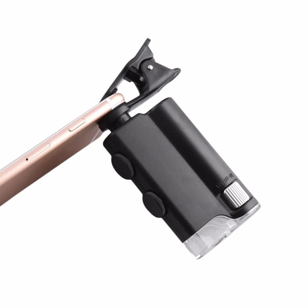 

Professional 60X To 100X Zoom Microscope Magnifier Micro Camera Optical Mobile Phone Lens withUniversal Clip Checking Cash Light