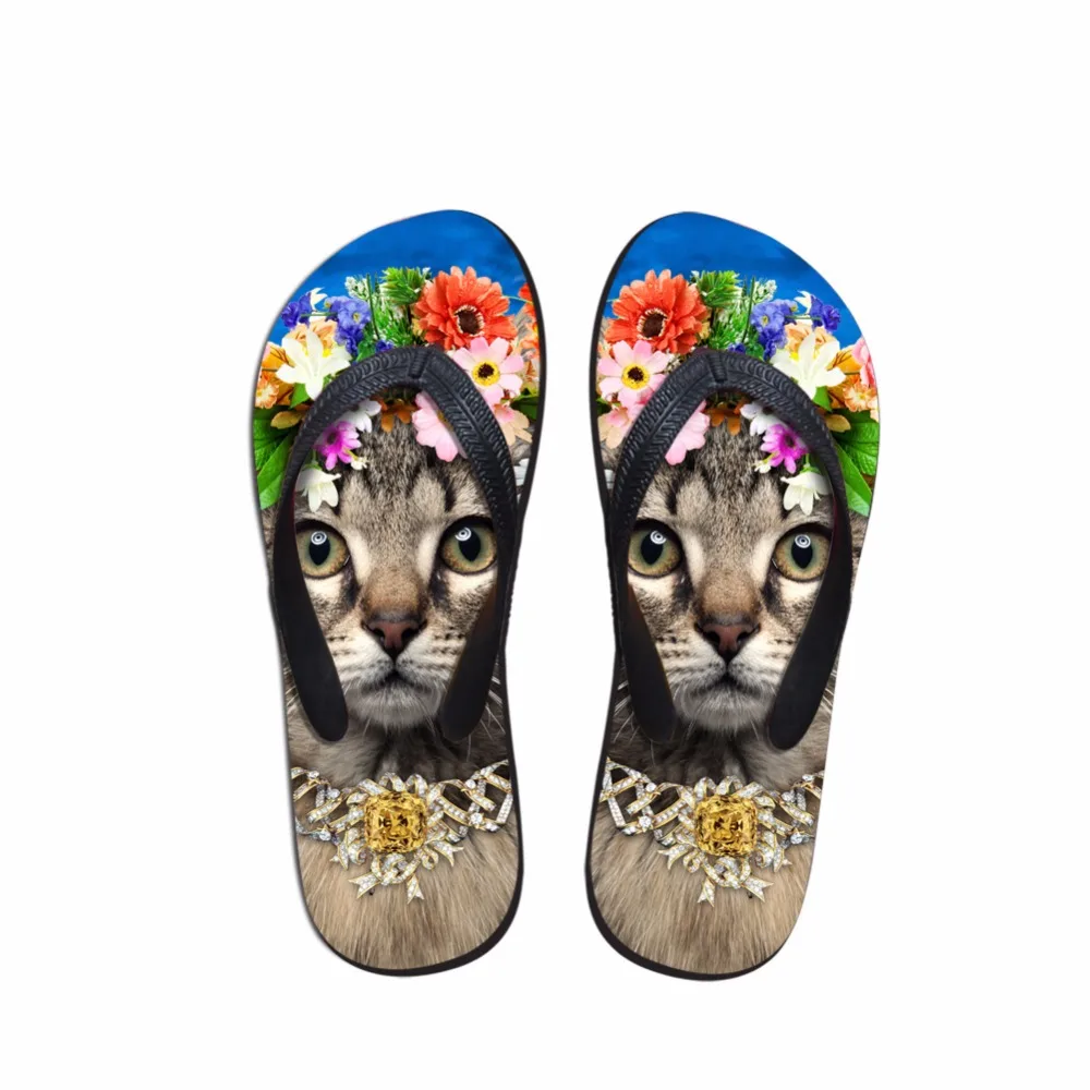 Cute Printing Cat Flip Flops for Women Brand Summer Style Beach Flipflops Leisure Female Flat ...