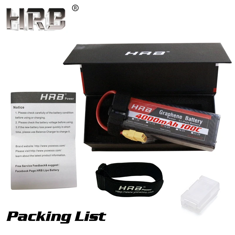 HRB 2S 3S 4000mah Графен 7,4 V 11,1 V Lipo батарея 4S 100C 14,8 V XT90 XT60 Deans T EC5 5S 18,5 V 6S 22,2 V RC самолет запчасти для автомобилей