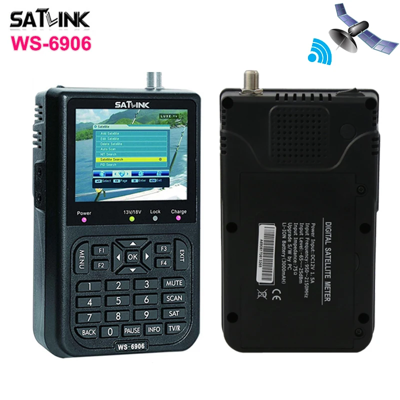 

Hot selling Digital Satellite Meter Satellite Signal 3.5 inch LCD Display WS6906 MPEG-2 Satlink Satellite Finder PK V8 Finder