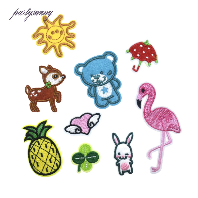 PF Cartoon Stickers for Clothes Patch Children Applique Flamingo Iron