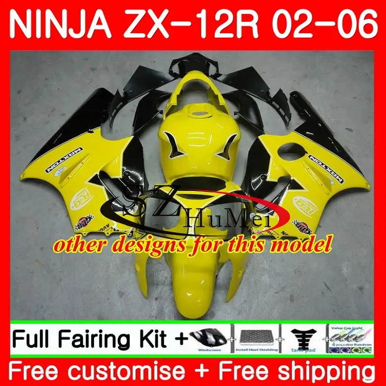 Инъекции для KAWASAKI NINJA ZX-12R ZX1200 CC 24SH25 ZX12R 02 03 04 05 06 ZX 12R 2002 2003 2004 2005 2006 Обтекатели цвета: зеленый, черный