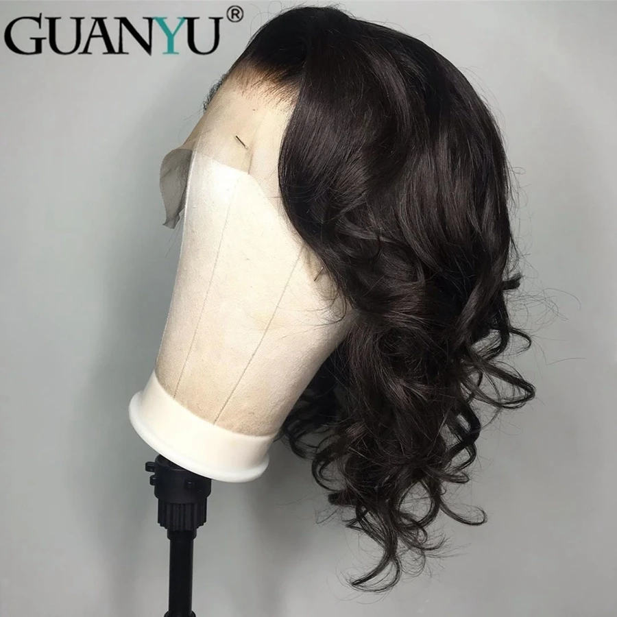 Волнистые парики из натуральных волос на фронтальной основе для черных женщин, предварительно сорванные с полным фронтальным пучком, бразильские волосы Remy, Волнистые Короткие парики