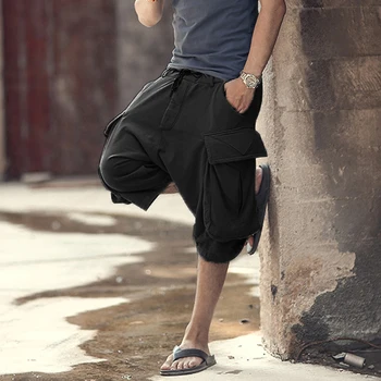 

Men Summer Solid Cargo Casual Cotton New Arrival Shorts Metrosexual Men European Style Fashion Pockets Button Retro Shorts K2075