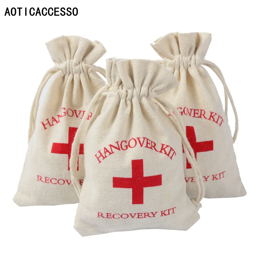 4 &quotx 6&quot ручной работы хлопок Drawstring мешок набор от похмелья сумки Свадебный