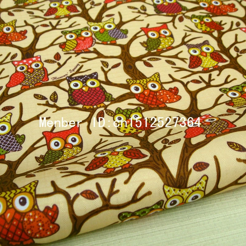 

PVC coated waterproof fabric - Owls on the tree on yellow background (WF158)