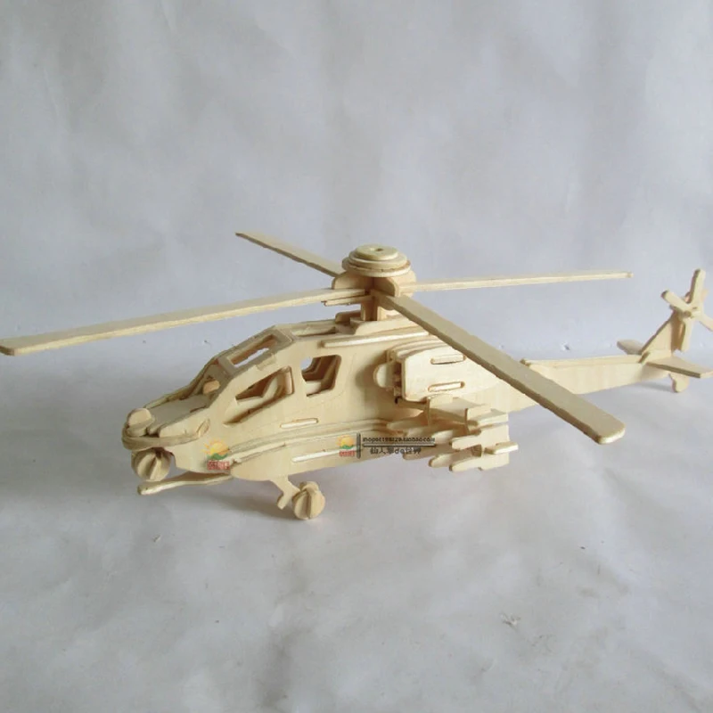 

Apache fighter 3D plane model wooden puzzles handmade Airplane wooden aircraft Kid plane puzzle for children kids toys