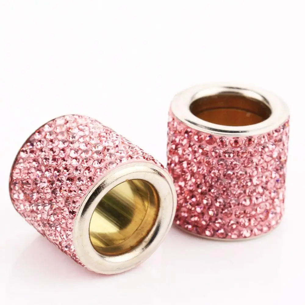 2Pcs Car Seat Crystal Headrest Decor Ring Collars Girls Rhinestone Diamond Bling For Women Rhinestone Car Interior Accessories - Название цвета: Pink