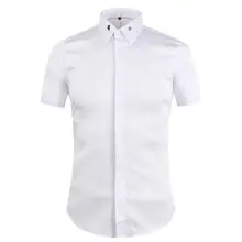 Новая мужская рубашка с коротким рукавом с вырезом золотистого цвета, небольшой квадратный воротник, Модная приталенная Мужская рубашка для отдыха, M L XL 2XL 3XL