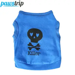 5 Colors Fashion Pirnted Skull Dog Clothes Summer Cotton Pet Dog Shirts XS-L