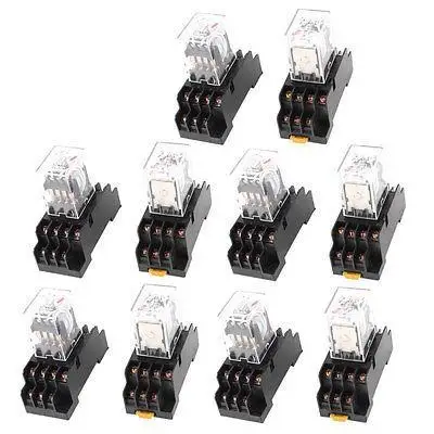10Pcs AC 380V Coil 4PDT 14 Pin Red LED General Purpose Power Relay w Socket Base 10Pcs AC 380V Coil 4PDT 14 Pin Red LED General Purpose Power Relay w Socket Base