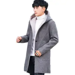 Осень-зима куртка с капюшоном для девочек пальто Для мужчин однотонные вязаные манто пальто мужской ветровка Открыть стежка пальто