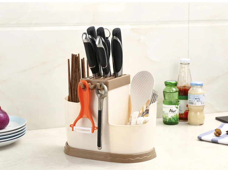 MICCK домашний нож/вилка стойка для специй пластиковый кухонный Органайзер полка аксессуары приправа банка стеллаж для хранения