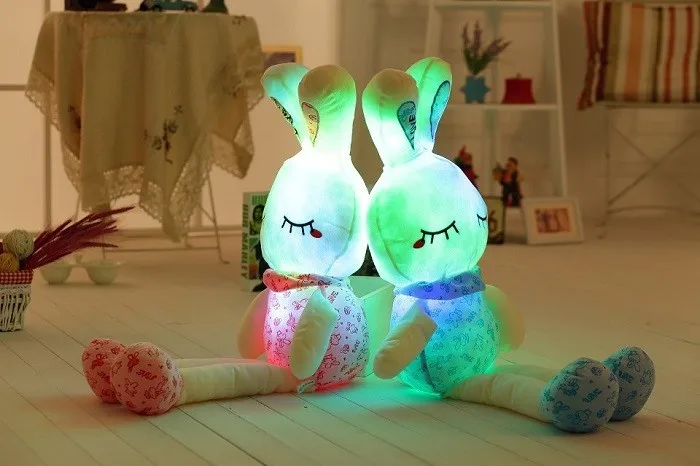 75CM Led Luminous Glowing Toy Light Up Plush Rabbit Doll Christmas New Year Birthday Gift For Kid Girlfriend Child WJ447