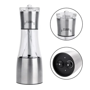 

High Quality 2 in 1 Stainless Steel Salt Pepper Shakers Manual Mill Spices Peppercorn Grinder Kitchen Cooking Accessories