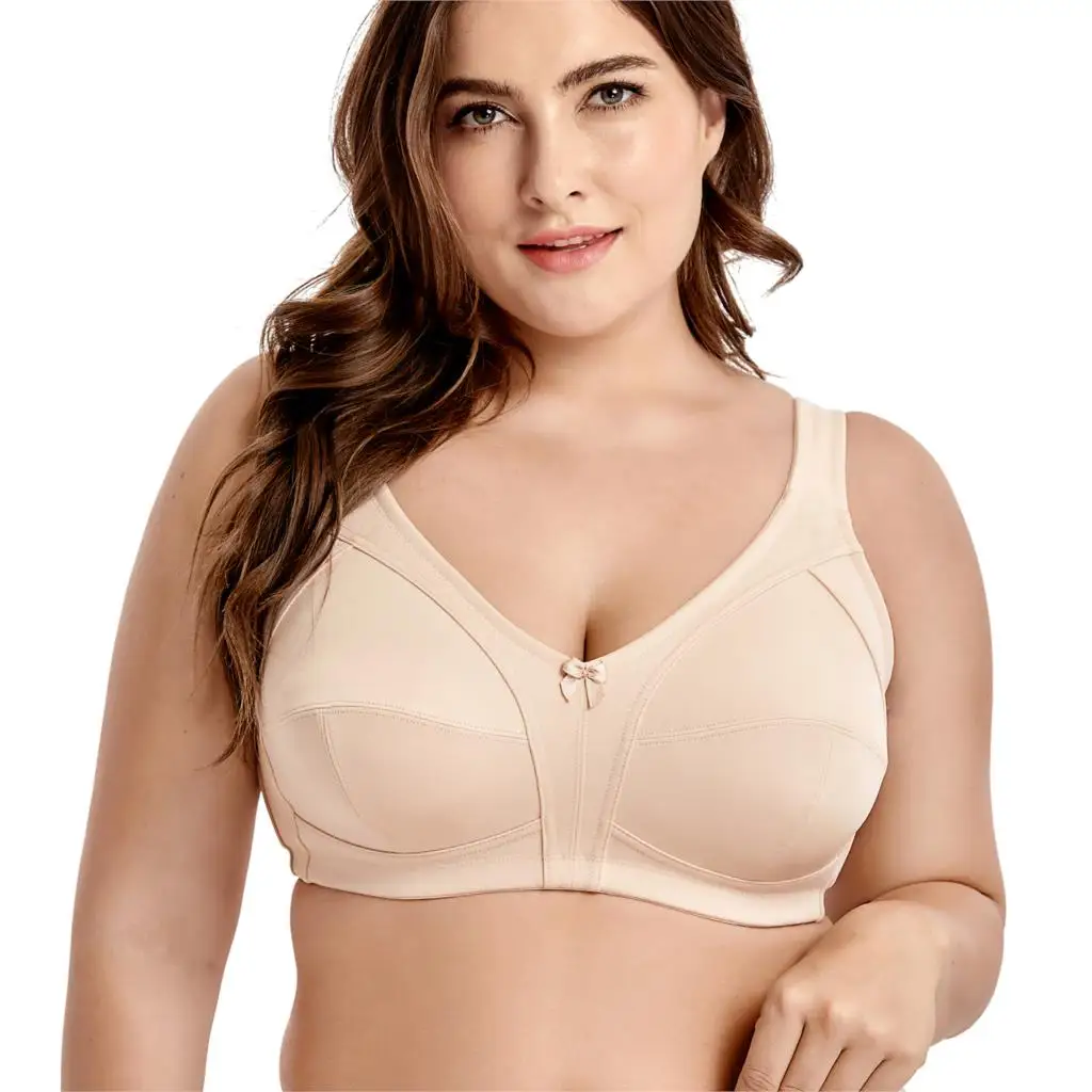  Women's Non-Padded Wire Free Comfort Lift Full Coverage Support Bra Plus Size