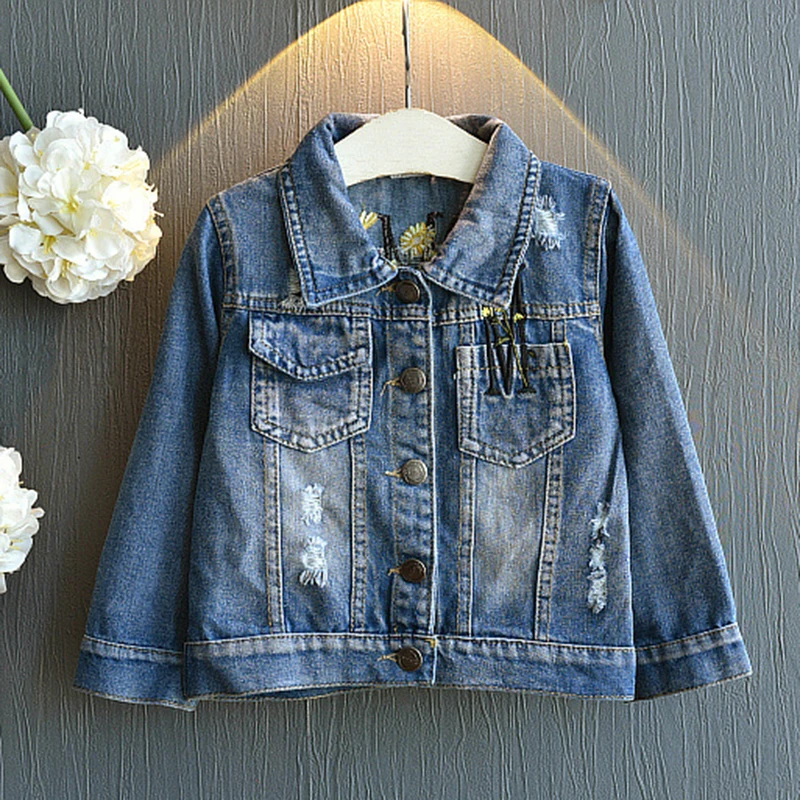 

2019 Fashion Autumn Girls Denim Jackets Long Sleeve Boys Outwear Children Clothing Baby Blouse Coat Buttons coat for girl