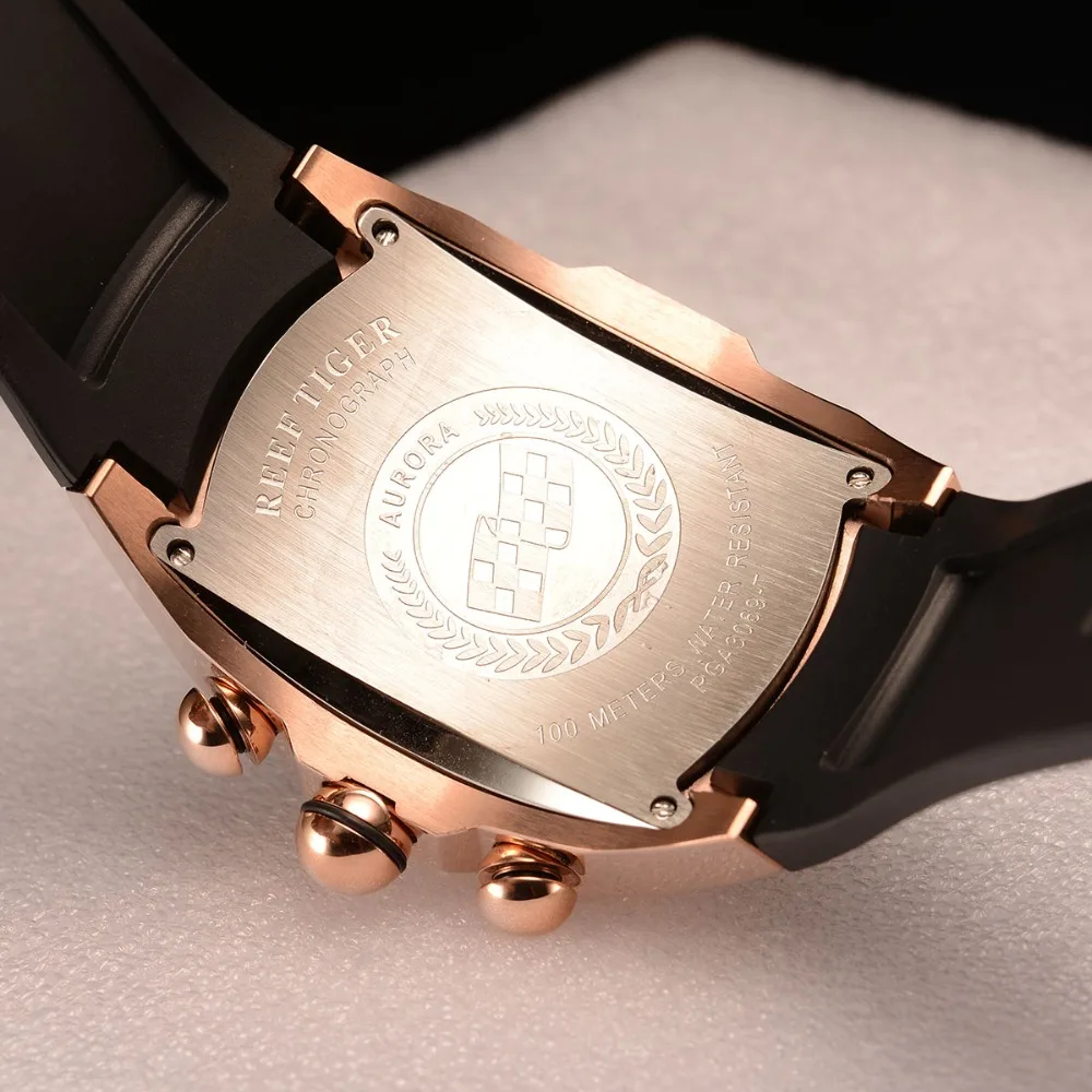  2020 Reef Tiger/RT Luxury Waterproof Sport Watches Date Rose Gold Rubber Strap Military Mens Watche
