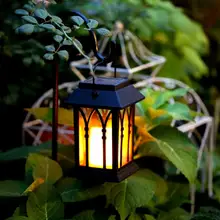 Винтаж светодиодный солнечный Фонари огни открытый висит свет свечи Фонари Солнечный сад лампы для сада газон патио