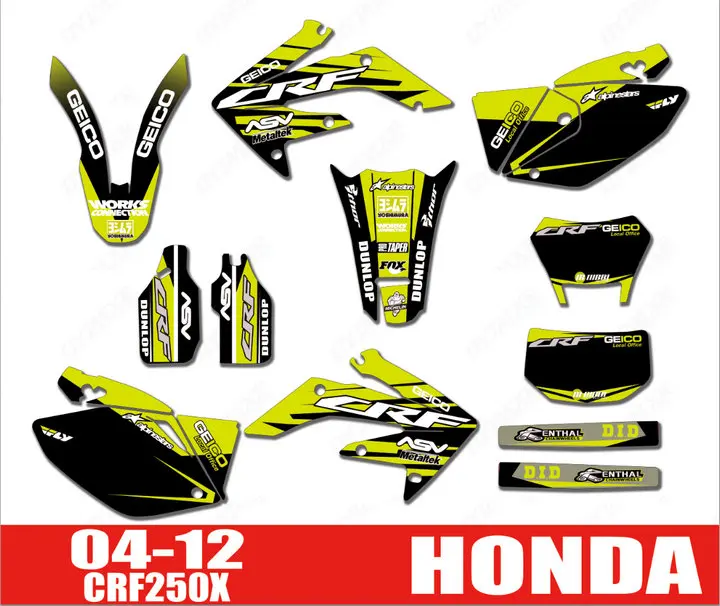 

Motorcycle bike Graphics Stickers Background Decals For Honda CRF250X CRF 250X 4 STROKES 2004-2016