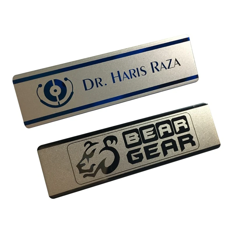 1pc personalized metal name badge holder 70*20mm laser employee
