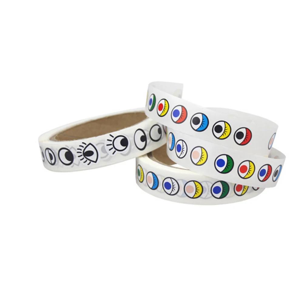 1Roll Self adhesive Paper Eye Stickers Roll Black Color Children