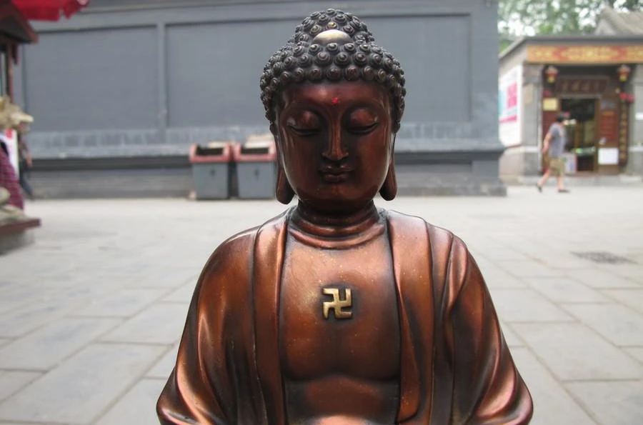 10 &quotТибетская Религия красная бронза Лотос Amitabha Sakyamuni статуя Будды|Статуи и