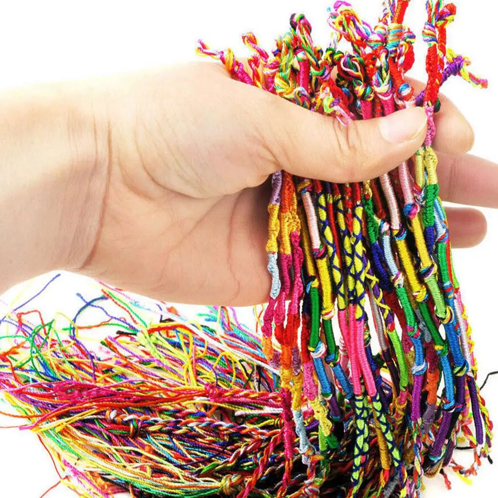

10pcs hand-woven line colorful bracelets friendship rope anklet color line rope bracelet random color