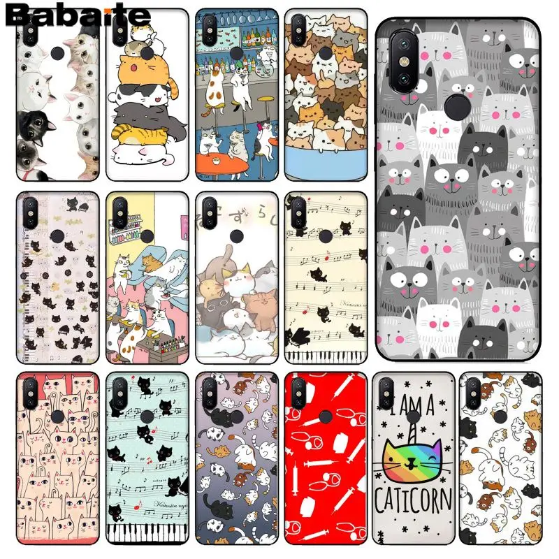 

Babaite Cat Pattern Skin Newly Arrived Black Cell Phone Case for Redmi 5 plus Note 5 Note 4 4X Xuiao Mi Note 3 8 8 SE 6