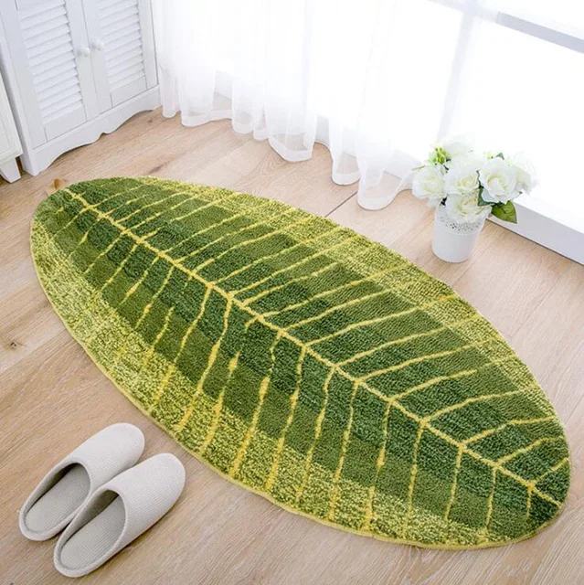 Buy 3D Comfortable Green Leaf Carpet For Hallway