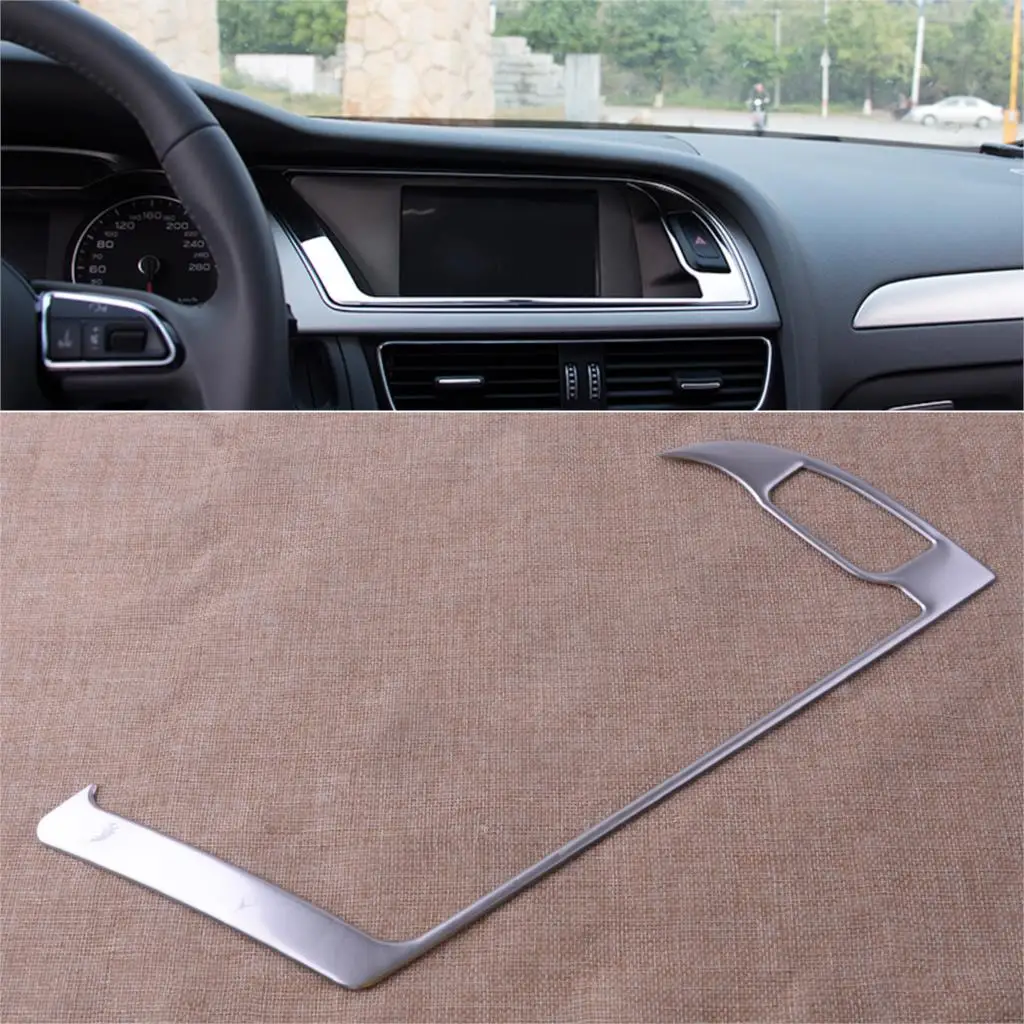

CITALL Car Auto Center Console Navigation Warning Light Panel Cover Trim Stainless Steel fit for Audi A4 B8 A5 2013 2014 2015