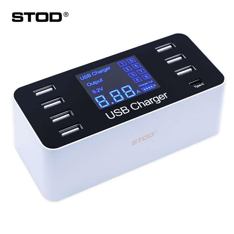 Зарядное устройство STOD с несколькими USB портами и светодиодным дисплеем зарядная
