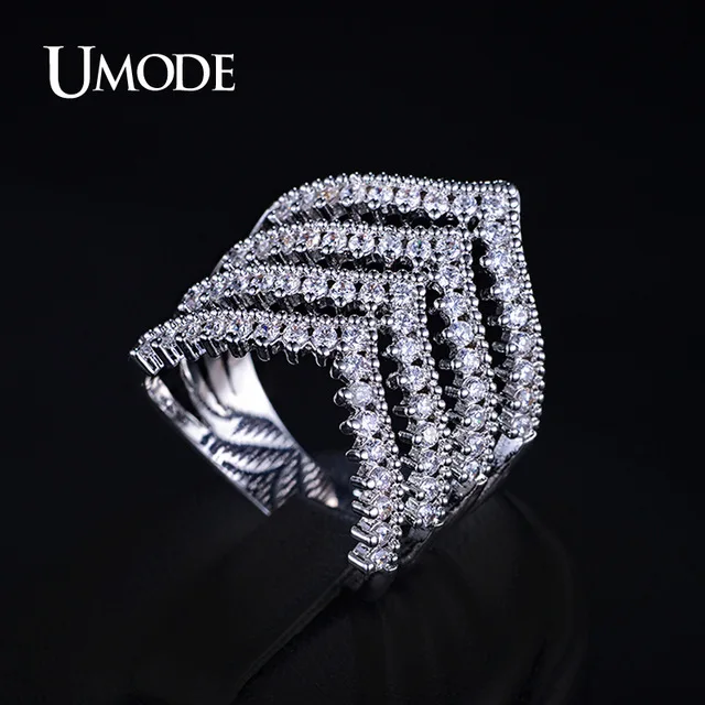 font b UMODE b font Luxury font b Rings b font For Ladies Zirconia Micro