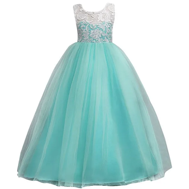 

5-16Y Princess Lace Flower Girl Dresses 2019 Kids Tulle Birthday Party Gowns Toddler Girls Pageant Dresses
