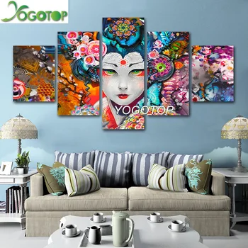 

YOGOTOP DIY Diamond Painting Full Embroidery 5D Square/Round Drill Mosaic Wall Decor geisha Japanese woman Flower 5pcs ML635