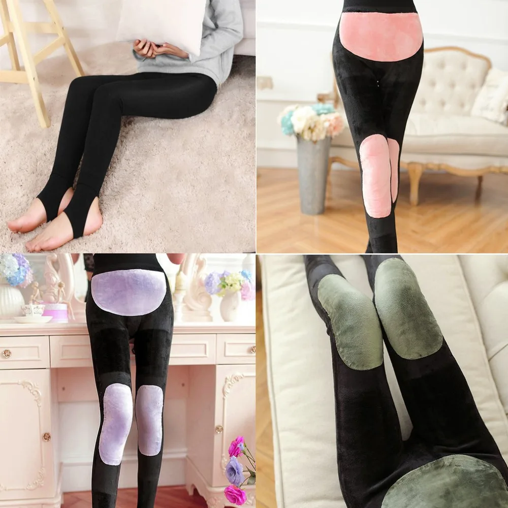 Winter Women Thick Velvet Leggings Uterus Warming & Knee Pads & Keeping